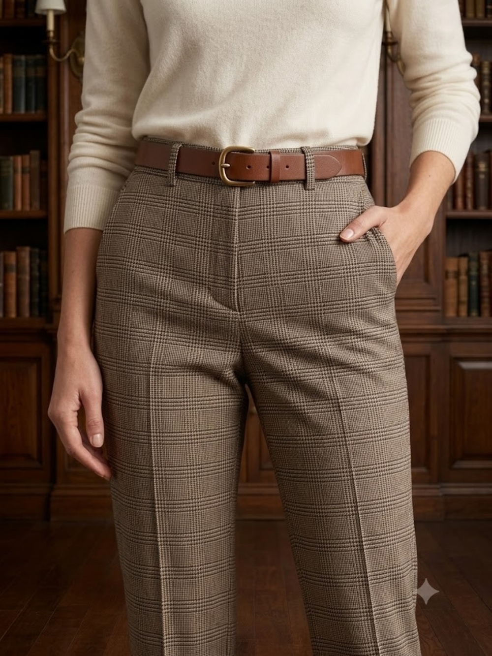 Garage High Waisted Plaid Trousers Checked Straight Leg Pants Dark Academia